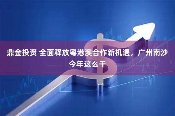 鼎金投资 全面释放粤港澳合作新机遇，广州南沙今年这么干